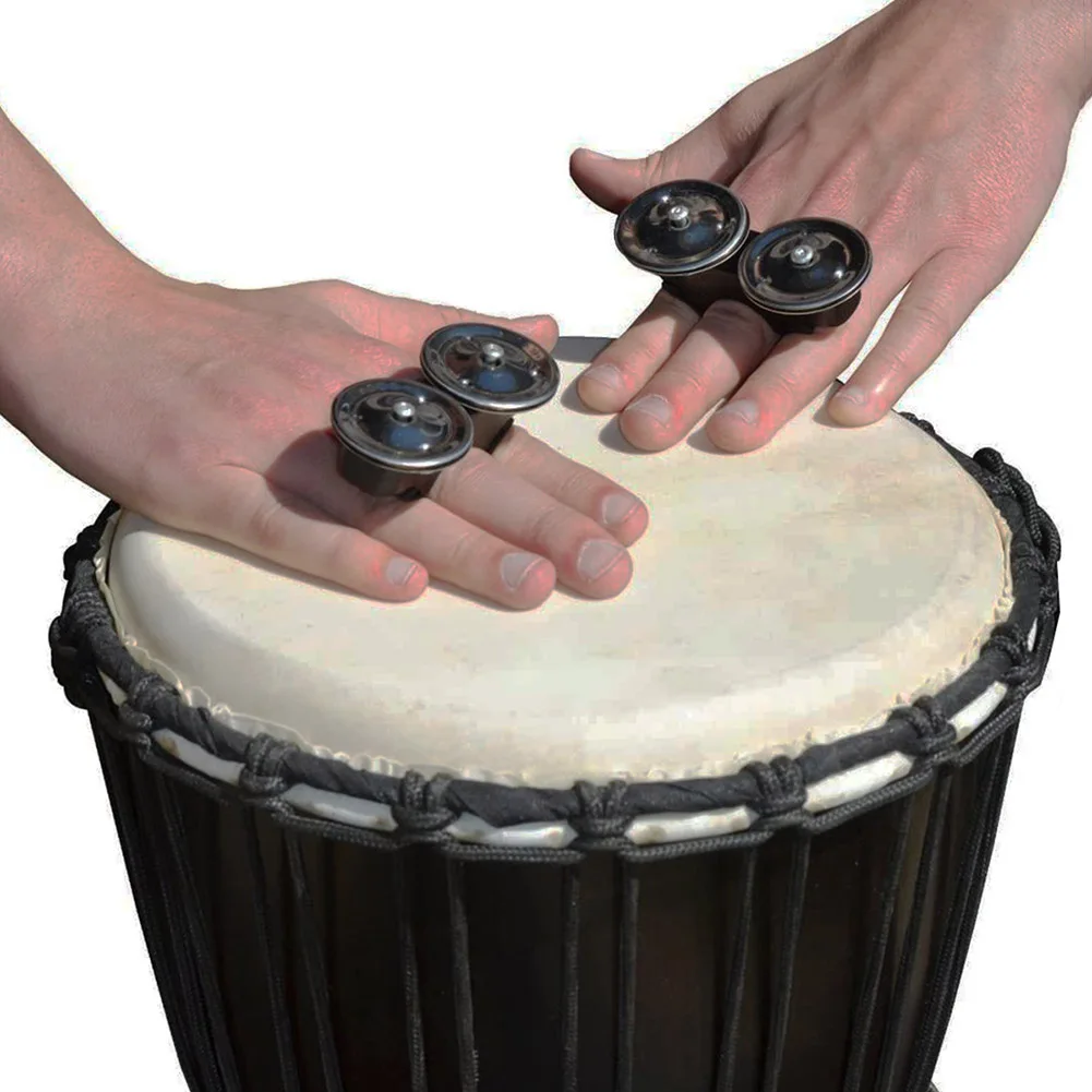 Hand Drum Bell Finger Castanets Hand Rattle Suitable for Percussion Instruments Such As Kahun African Conga Drum