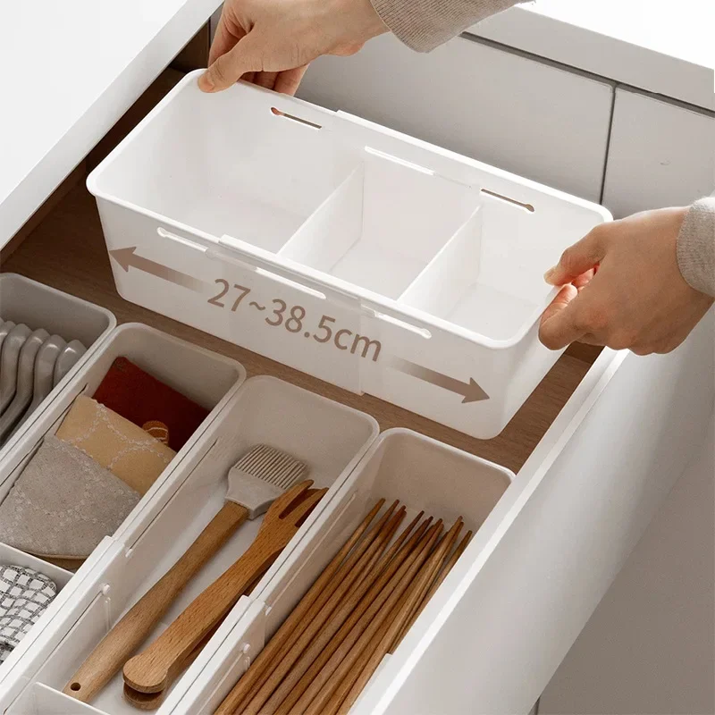 일본식 서랍형 수납함 확장형 식기 분리기 다기능 사무용품 분류 정리함