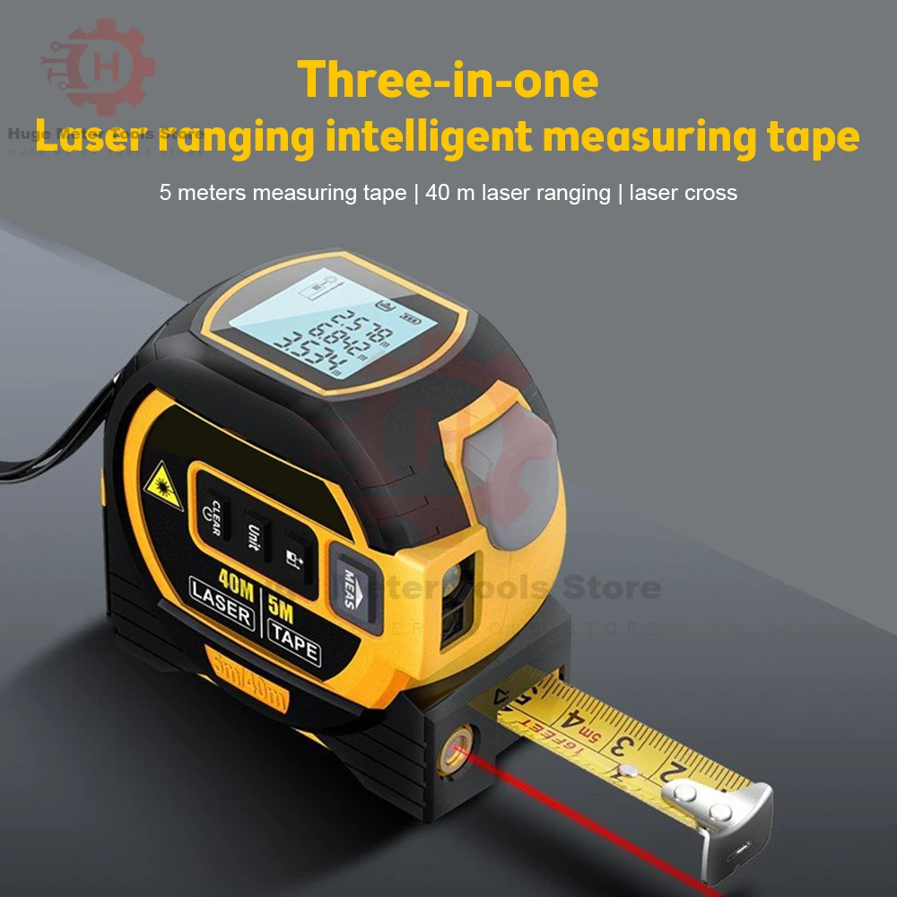 40m High Precision Laser Distance Meter Rangefinder 3 In 1 Digital Tape Measur Surveying Equipment Tape Measur Retractable
