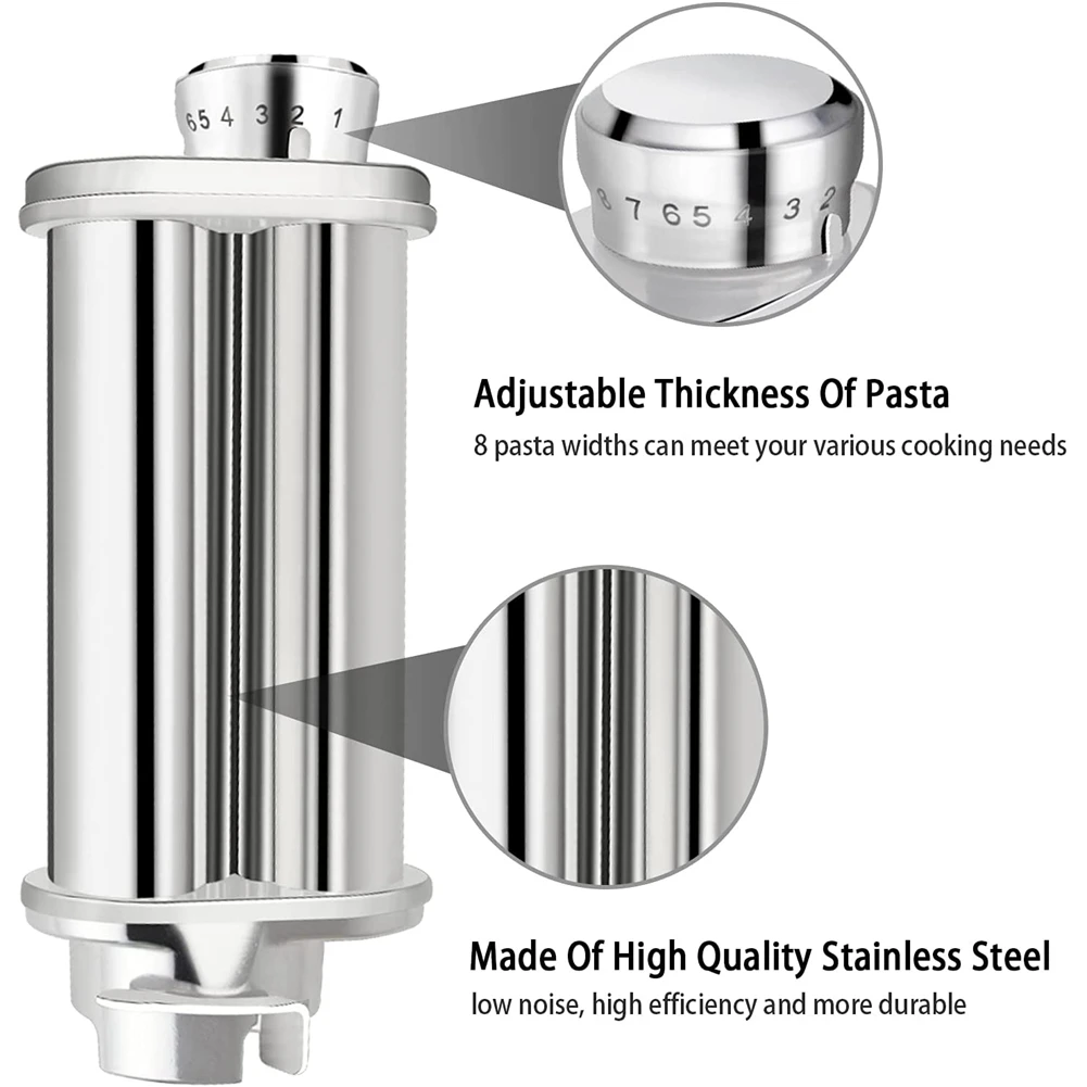 Description Picture 3 of itemABYN-Pasta Roller Attachment For Kitchen Mixer, Pasta Sheet Roller, Spaghetti & Fettuccine Cutter Maker Accessories