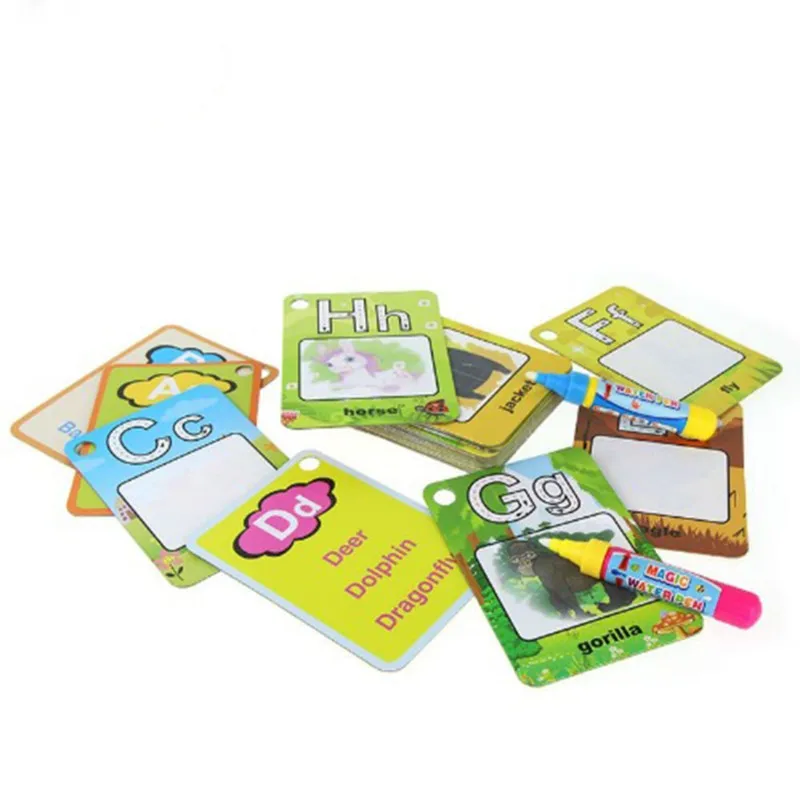 Coolplay Water Drawing Card 26 Alphabet Coloring Book & 2 Magic Pen Letter Card Painting Board Educational Toys for Kids }