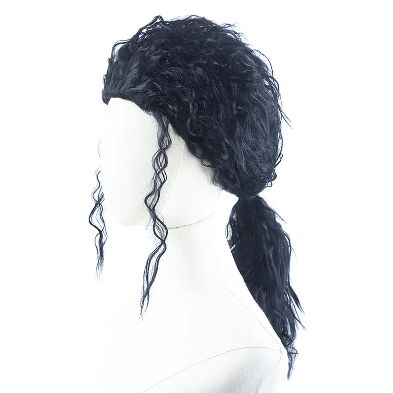 Generic Black Long Curly Heat-Resistant Synthetic Wig for Masquerade Events