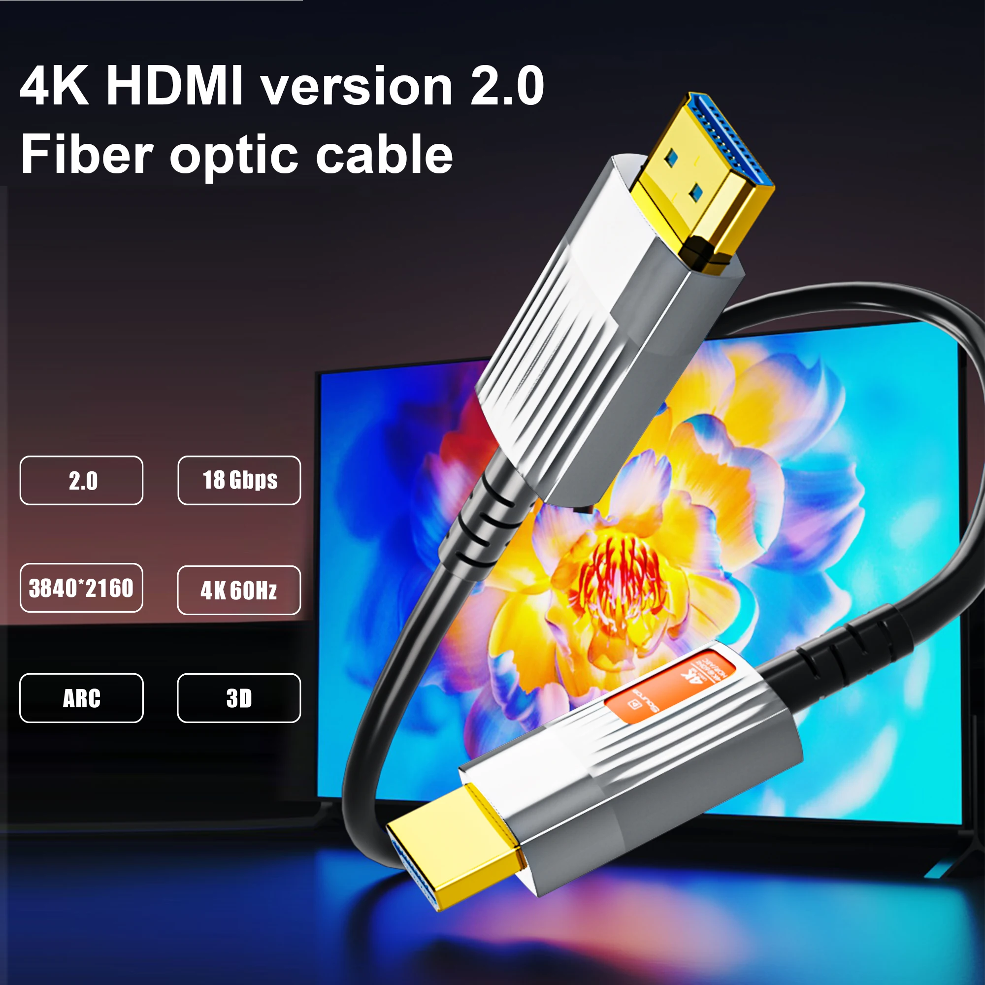Ultra High-Speed 8K HDMI 2.1 Fiber Optic Cable with HDR and eARC Support