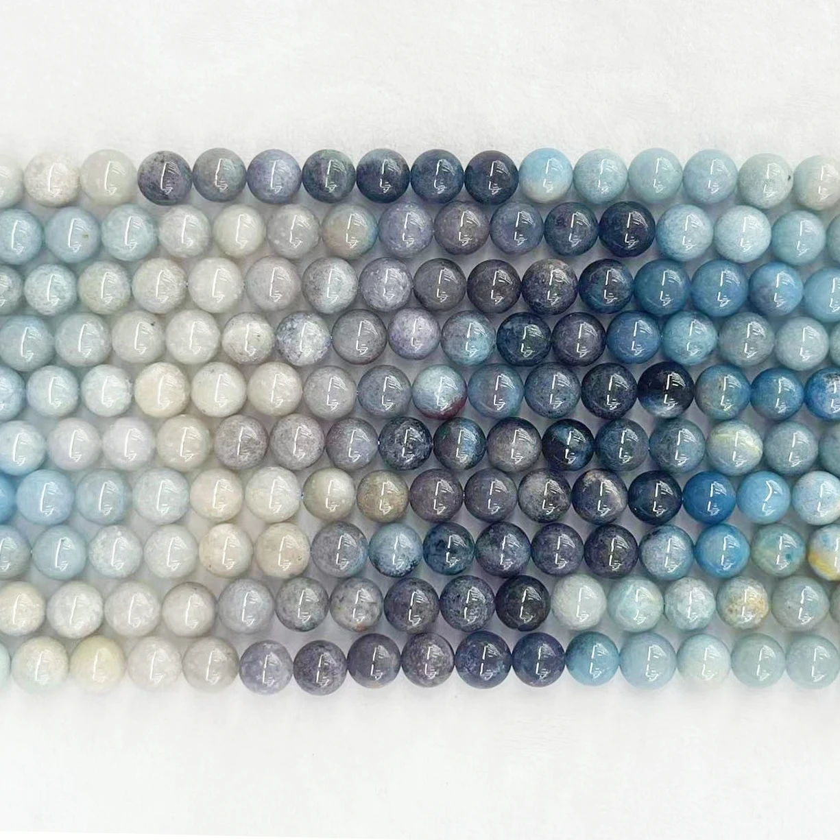 8/10MM High Quality Natural Trolleite Round Bead Noble Blue- White Gradient Montebrasite Stone Gem For DIY Making Charm Jewelry