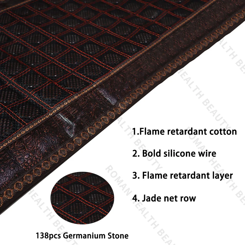 Jade Tourmaline Germanium Heating Massage Pad 50x150cm Far Infrared Therapy Pain Relief Sleep Aids Wellness Full Body Relaxation