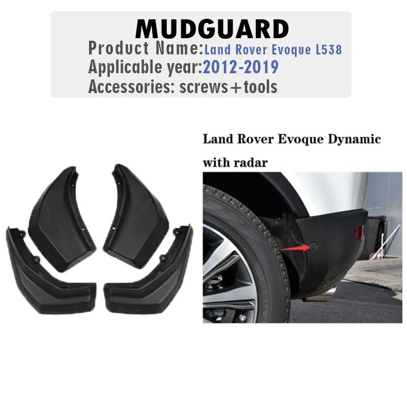 YLOXFW Custom Molded Mud Flaps For Range Rover Evoque 2019-2023 - Front & Rear Splash Guard Set (4-Piece)