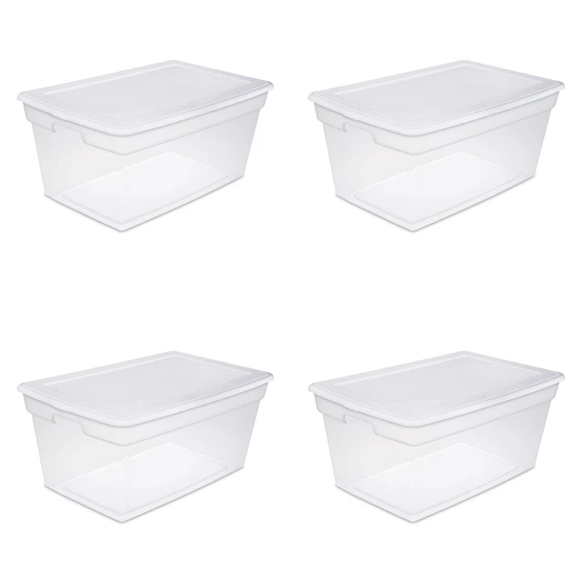 Sterilite 90 Quart Storage Box Container with Clear Base & White