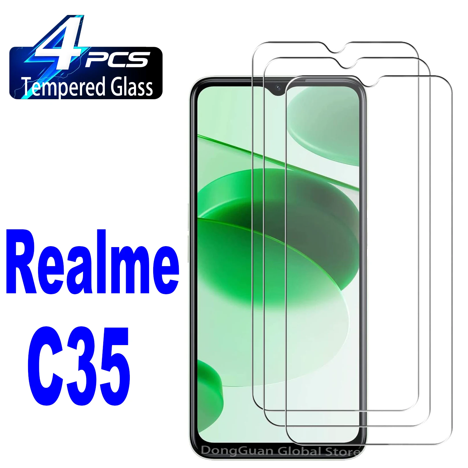 

2/4Pcs Tempered Glass For Oppo Realme C35 Screen Protector Glass Film