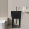 Freestanding Laundry Tub Utility Wash Sink w/ Faucet & Soap Dispenser for Bathroom Black 3