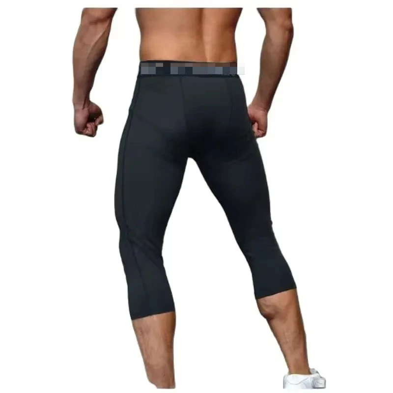 Men Tight 3/4 Cropped Pants Compression Training Fitness Jogger Running Skinny Trousers Basketball Boy Sports Shorts Quick Dry