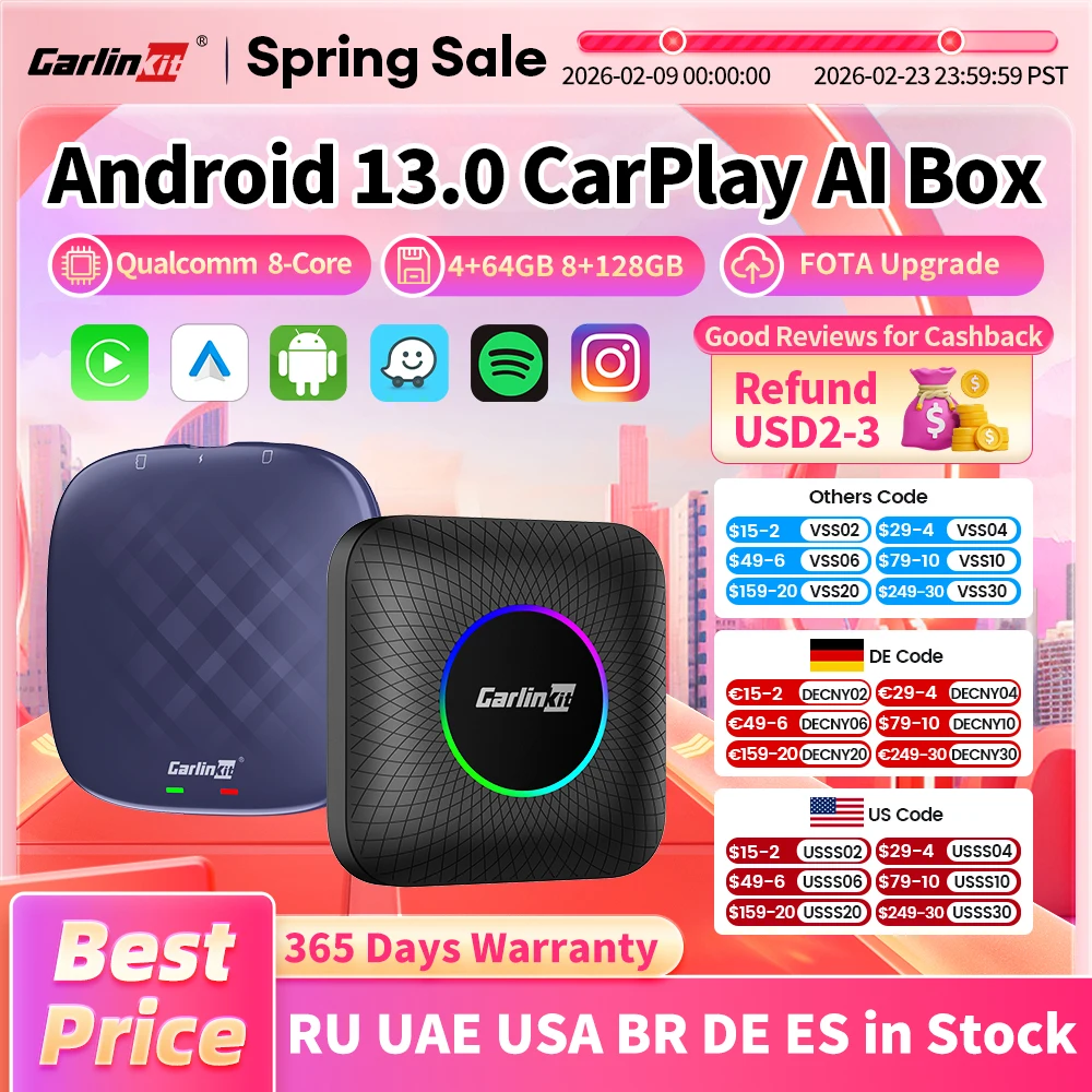 CarlinKit CarPlay Ai Box Android 13 Plus QCM6125 8-rdzeniowy bezprzewodowy adapter samochodowy Android Auto i CarPlay Aktualizacja FOTA dla OEM Przewodowa funkcja CarPlay lub Android Auto Car dla Netflix IPTV - AliExpress 34