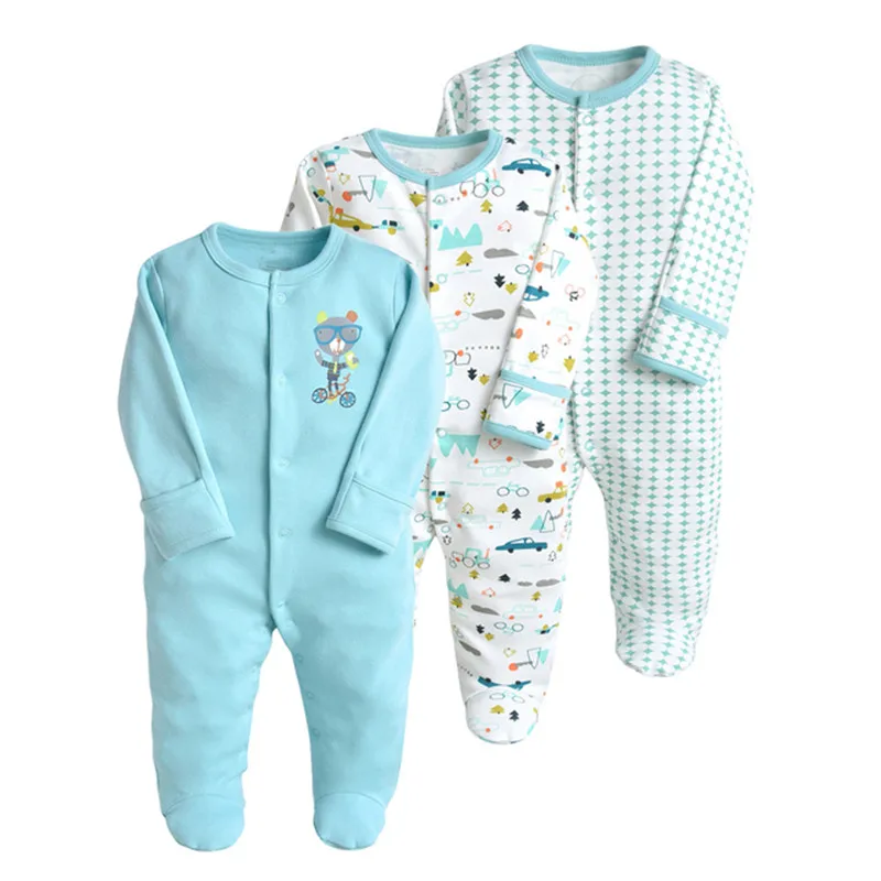 Newborn Baby Girl Clothes Long Sleeve Cotton Cartoon Printed Baby Romper Infant Jumpsuits Kids Clothes Climb Suit 3PCS/Lot baby clothes