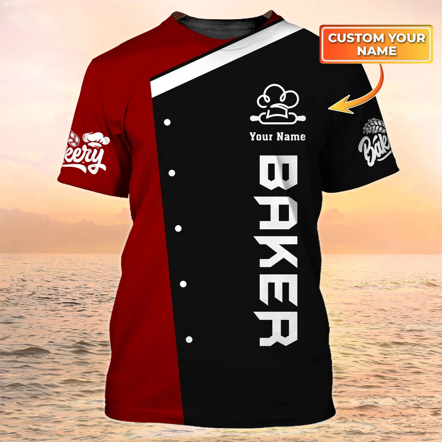 PLstar Cosmos Neueste Sommer Herren T-shirt Konditorei/Bäcker Benutzerdefinierte Name 3D Gedruckt t-shirt Unisex Casual Bäckerei Uniform DW98 – Detail 15