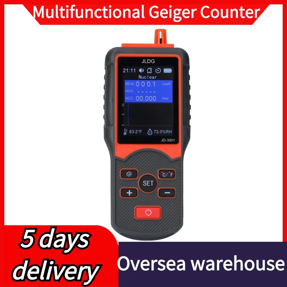 JD-3001 Multifunctional Geiger Counter Temperature Humidity Measuring Device Radiation Tester Electromagnetic Radiation Detector