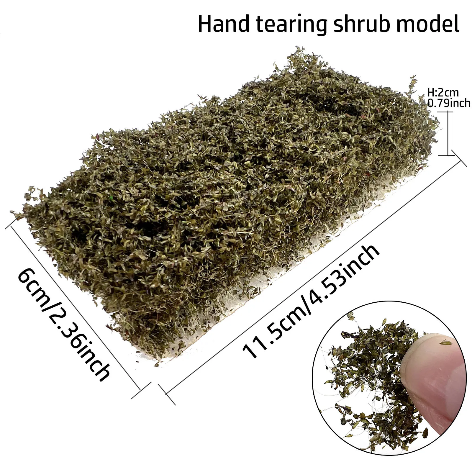 2cm 미니어처 관목 잎사귀 지형 식생 모델 잔디 손으로 찢는 관목 풍경 DIY 철도/워게임 장식 디오라마