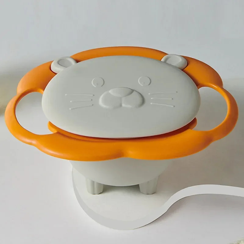 Cute Cartoon Bowl Practical Design Children Rotary Balance Novelty Gyro Umbrella 360Rotate Spill-Proof Solid Feeding Dishes silicone feeding set baby tableware set silicone feeding bowl rotary feeding bowl baby food bowl
