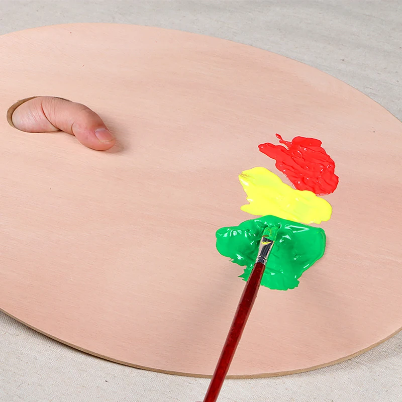 Wooden Paint Palette With Thumb Hole Watercolor Pallet Wood Painting Palette Color Mixing Oval Square Oil Paint Tray Palette 5