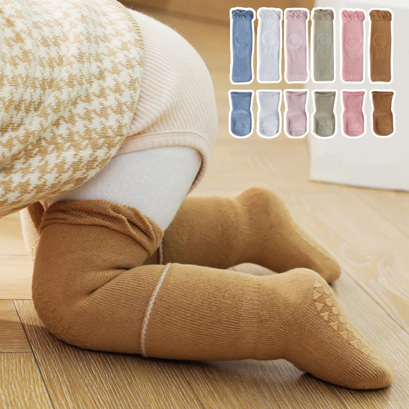 

Winter Baby Leg Warmers Sock Set Thick Warm Knee Pads for Girl Boys Crawling Solid Color Non-Slip Floor Socks Infant Accessories