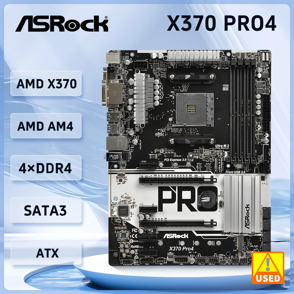 

X370 Motherboard ASROCK X370 Pro4 AM4 Motherboard DDR4 64GB PCI-E 3.0 2×M.2 USB3.1HDMI ATX support Ryzen 7 1700 5 5600X cpu