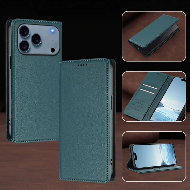 Luxury Magnetic Flip PU Leather Wallet Phone Case with Anti-Theft and Anti-Fall Protection