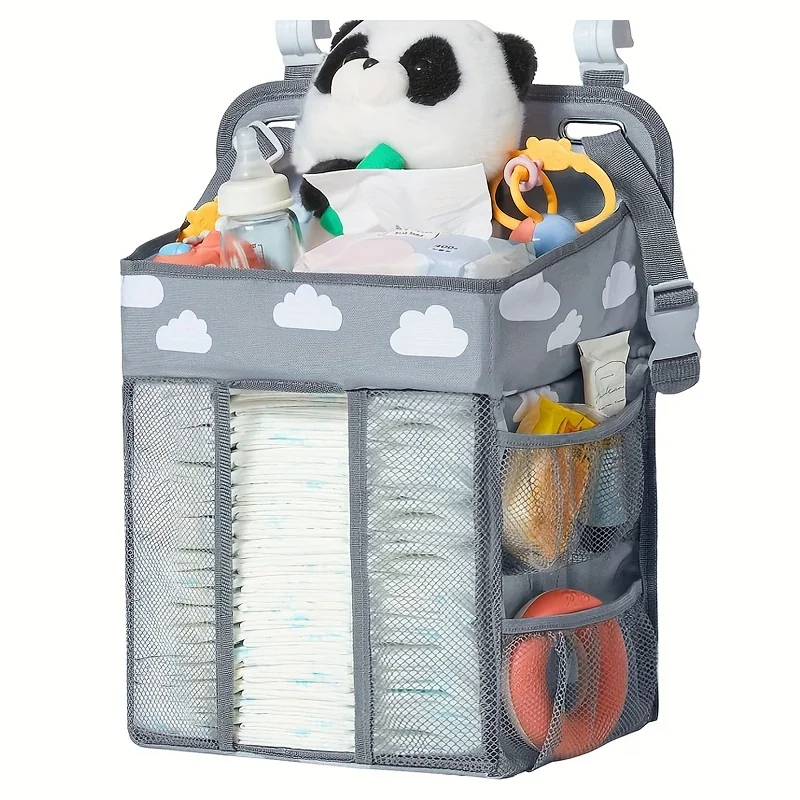 Changing Table Diaper Organizer - Baby Hanging Diaper Stacker Nursery Caddy Organizer for Cribs Playard Baby Essentials Storage