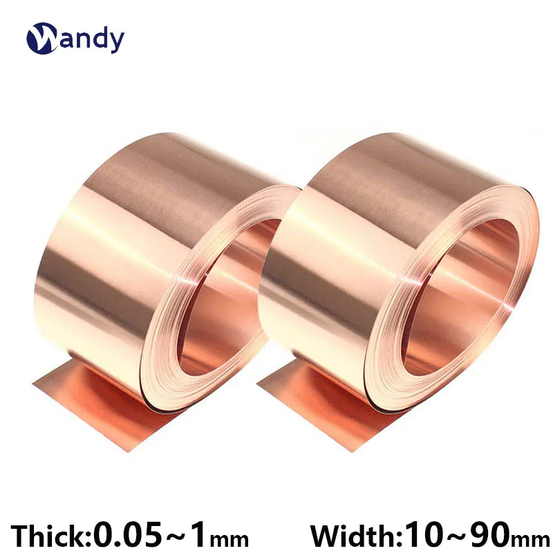 

1Meter T2 Tape Copper Sheet Foil Plate 99.9% Red Pure Copper Strip Metal Thickness 0.05 0.10.15 0.2 0.3 0.4 0.5 0.6 0.8 1mm