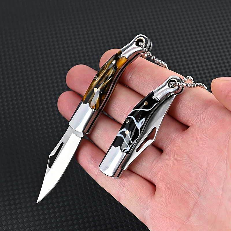 Mini Pocket Knife Portable Stainless Steel Folding Knife Keychain Box Cutter Survival Multitool Camping Emergency EDC Gadgets