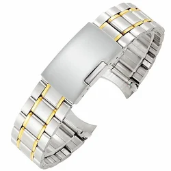 Universal Stainless Steel Metal Watch Strap Bracelet - 22mm (Silver gold)