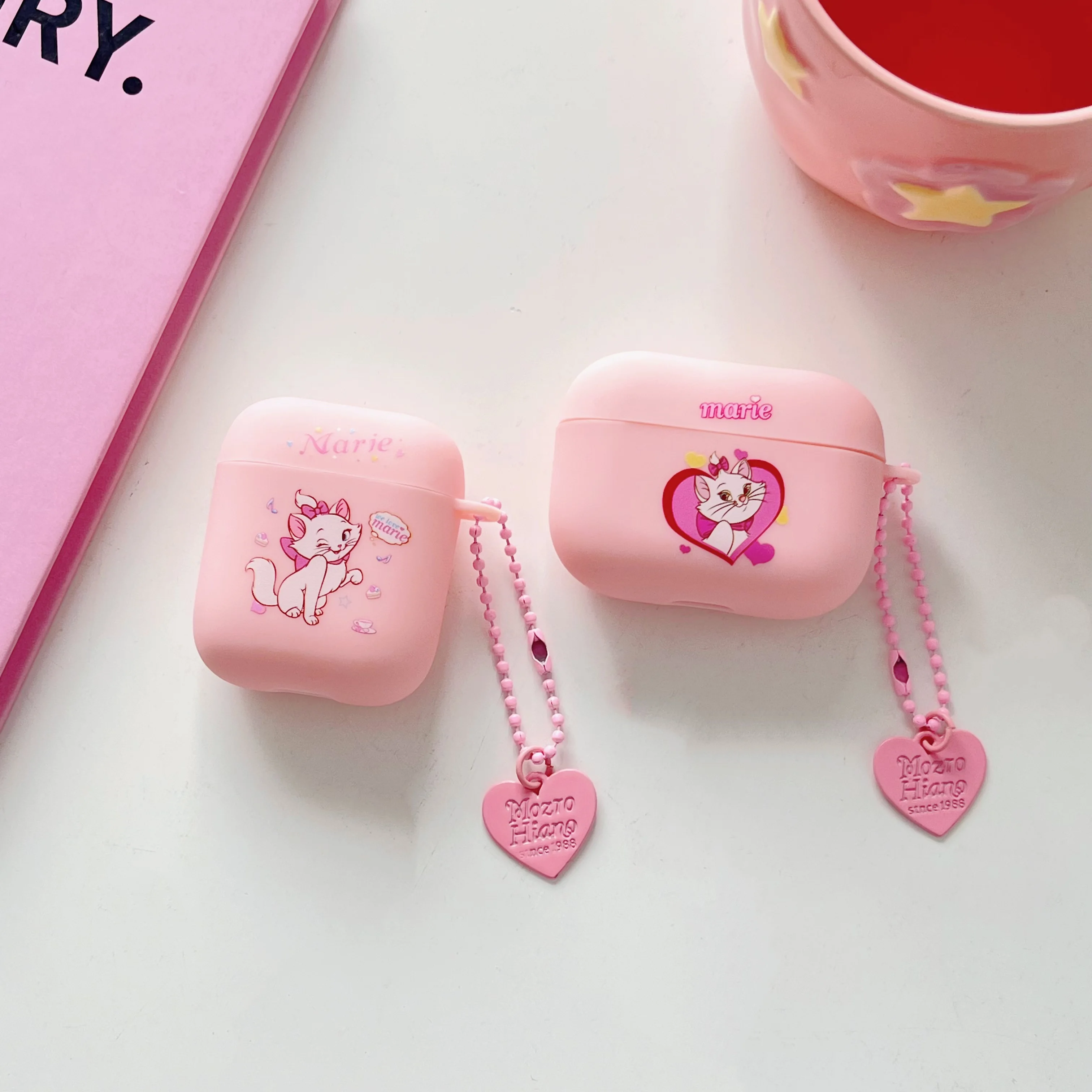

Disney Marie Cat Silicone Earphones Case With Pendant For Apple AirPods Air Pods 1 2 3 Pro 2 Cover Protective Headphone Box Bag