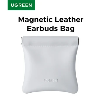 UGREEN Magnetic Earphone Leather Bag Case for Bluetooth Open Ear Clip Wireless Earbuds In-ear Headphones Cable Wired Storage Bag 1