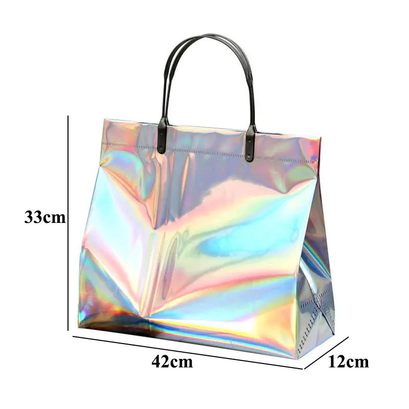 Fashion Women Clear Tote PVC Laser Waterproof Transparent Handbags Female Large Shopper Shoulder Bag Summer Beach Portable Pouch tote bags