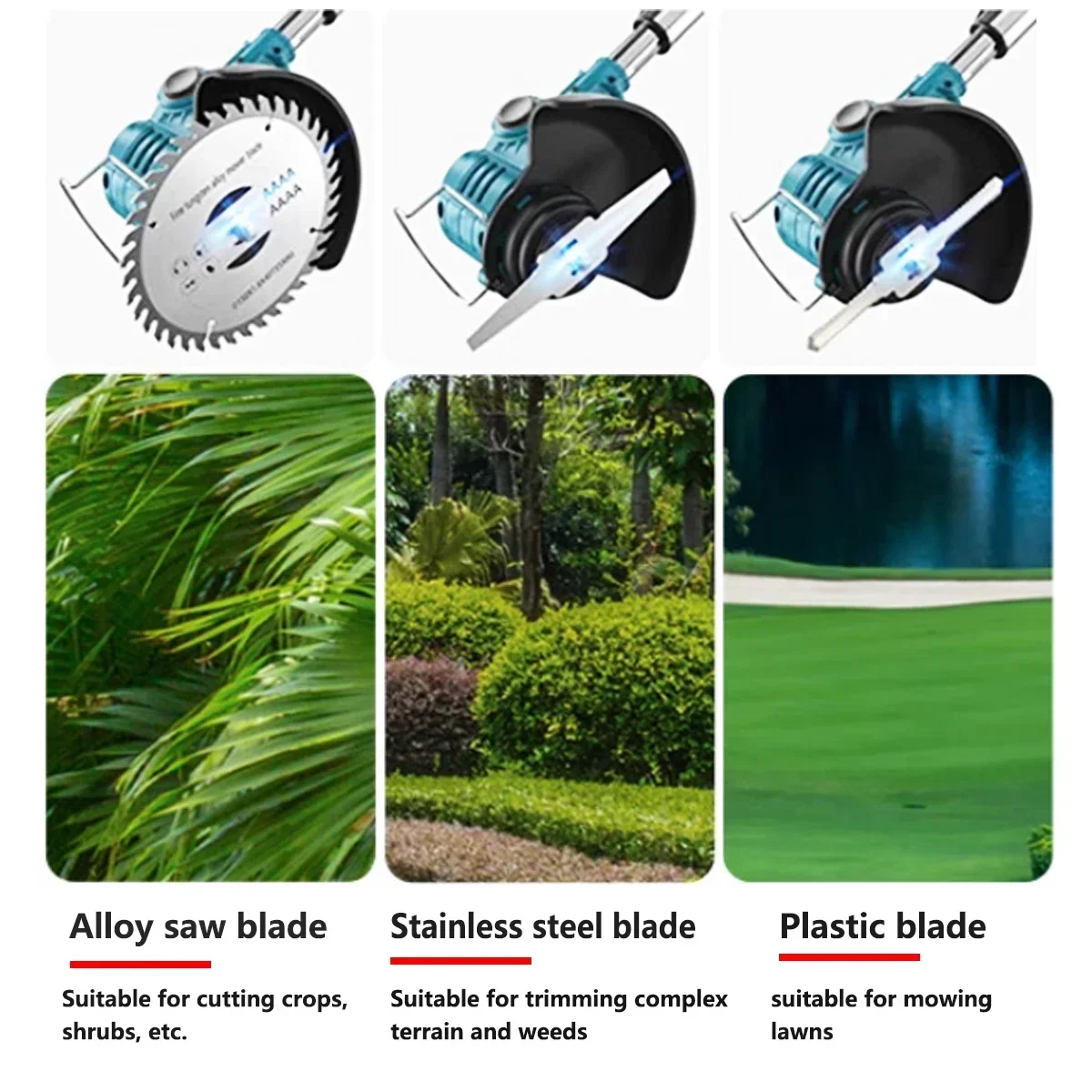 Cordless Electric Lawn Mower Foldable Grass Trimmer Adjustable Garden Pruning Cutting Power Tools For Makita/WOBERICH Battery 3