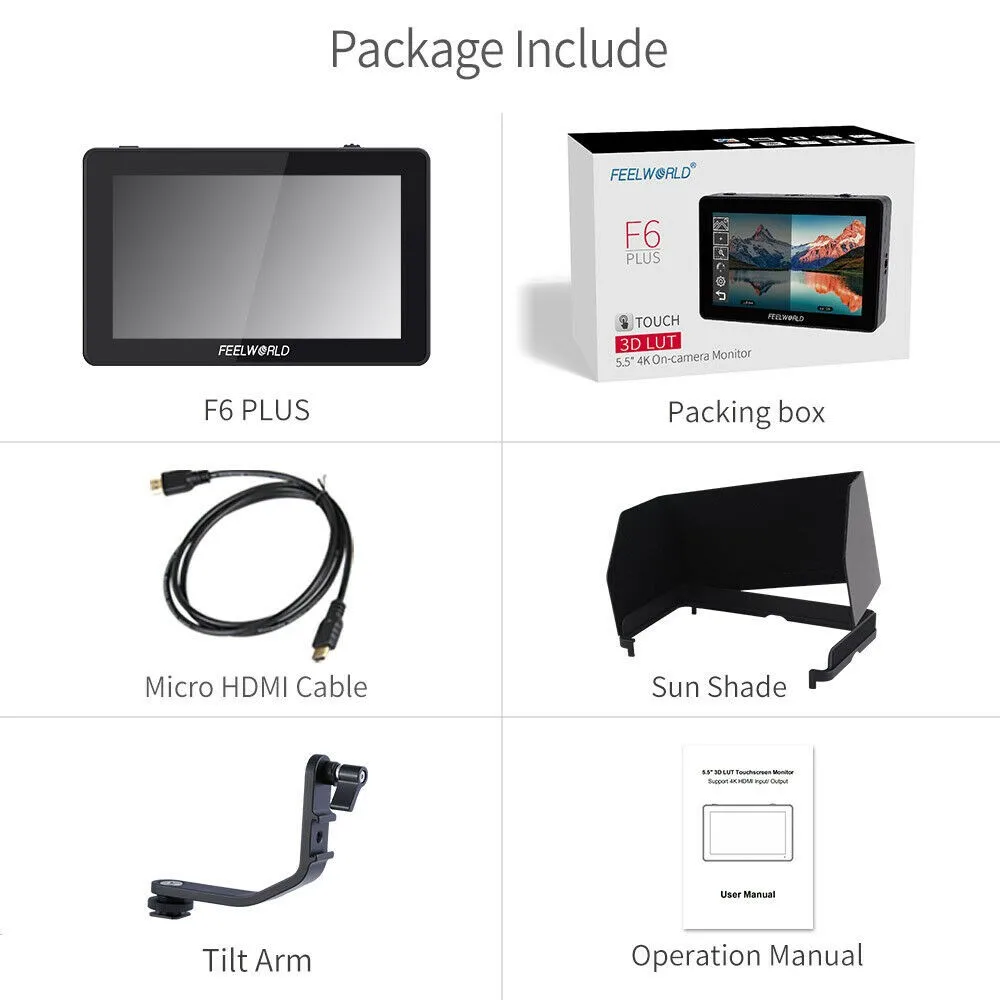 F6 Plus V2 6' On-camera DSLR Field Monitor Touch Screen Monitor with HDR 3D Lut