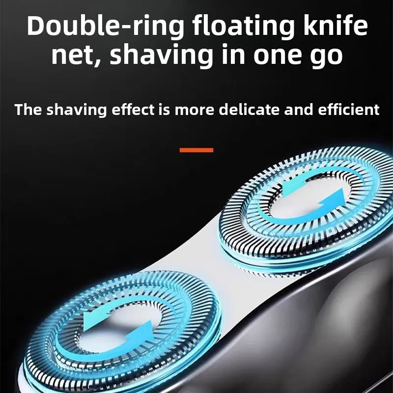 Electric Shaver Magnetic Double Blade Fully Automatic Portable Waterproof Rechargeable Mini Rotary For Men