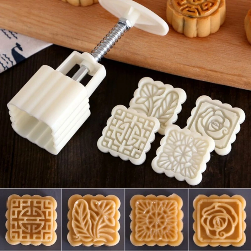 Cake Mold 1pc Stamps Moon Cake Hand Pressure Mooncake Mould Baking Tools Cakes Molds Pastry baking accessories