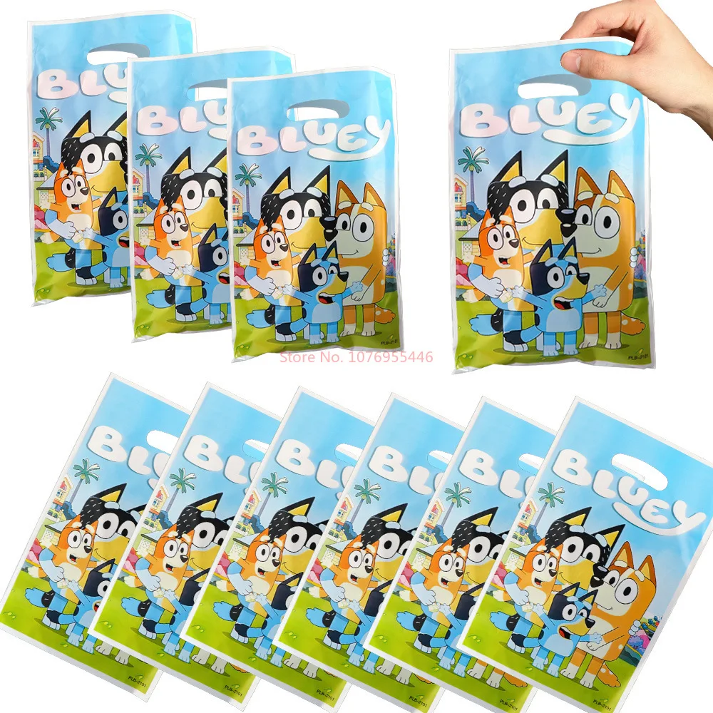 

50pcs New Cartoon Bluey Dog Gift Bag Cute Bingo Snacks Baked Self-sealing Plastic Bag Birthday Gift Packaging Handbag