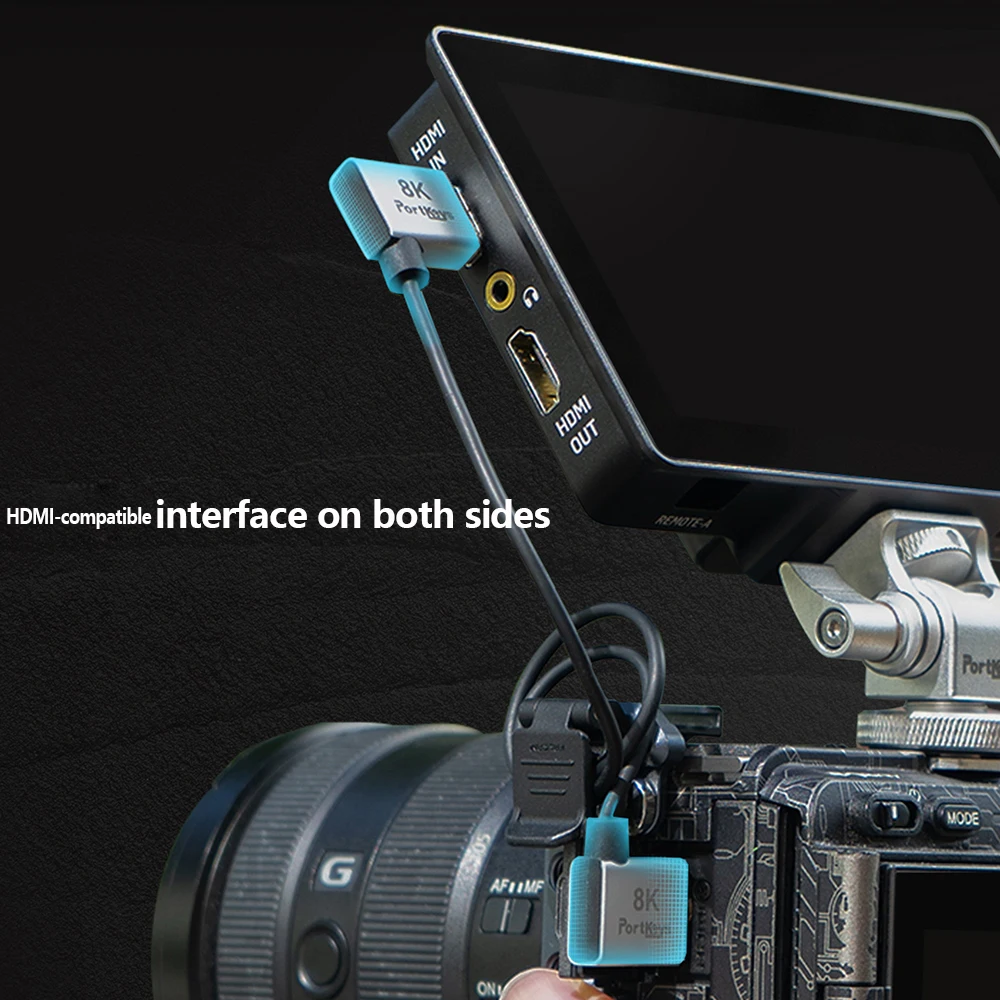Portkeys 2.5mm Diameter Ultra-fine and Soft HDMI-compatible2.1 Camera Cable Supp