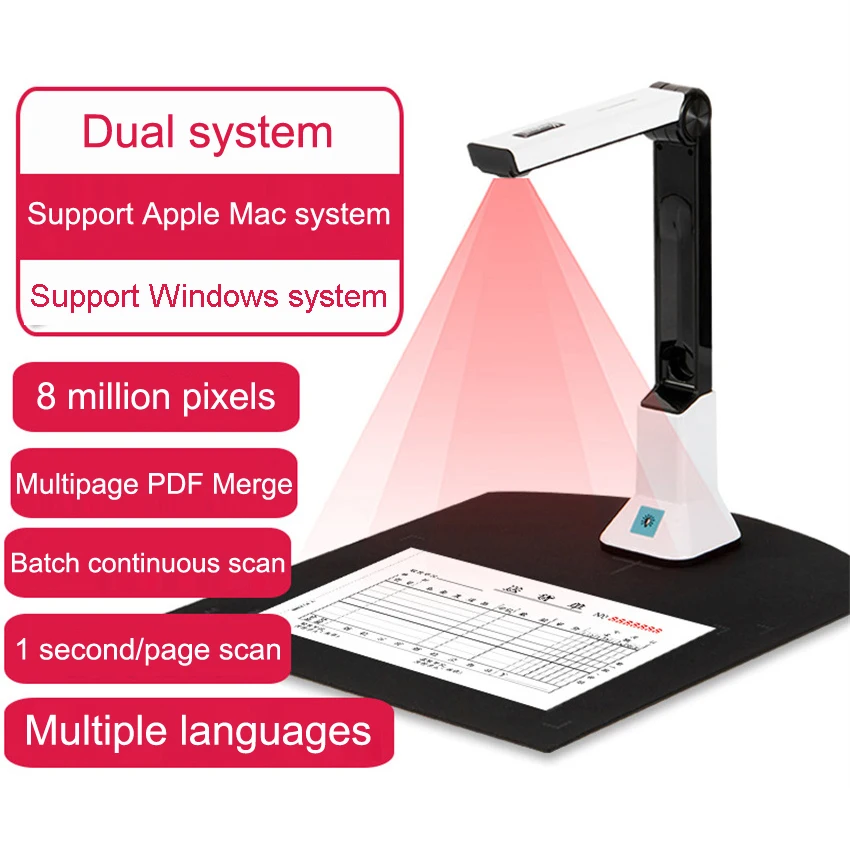 Portable Highdefinition Scanner, Document Camera With Realtime