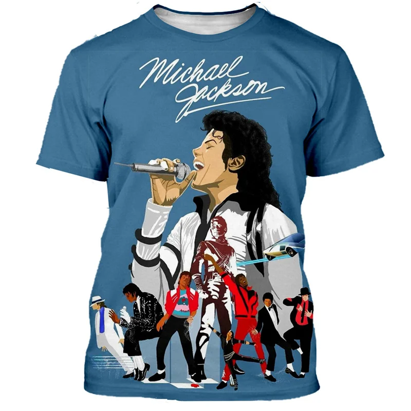 Retro Michael Jackson T Shirt 3D Print Men Summer Singer Graphic T Shirts  Loose Oversized Casual O-Neck Top Street Short Sleeves
