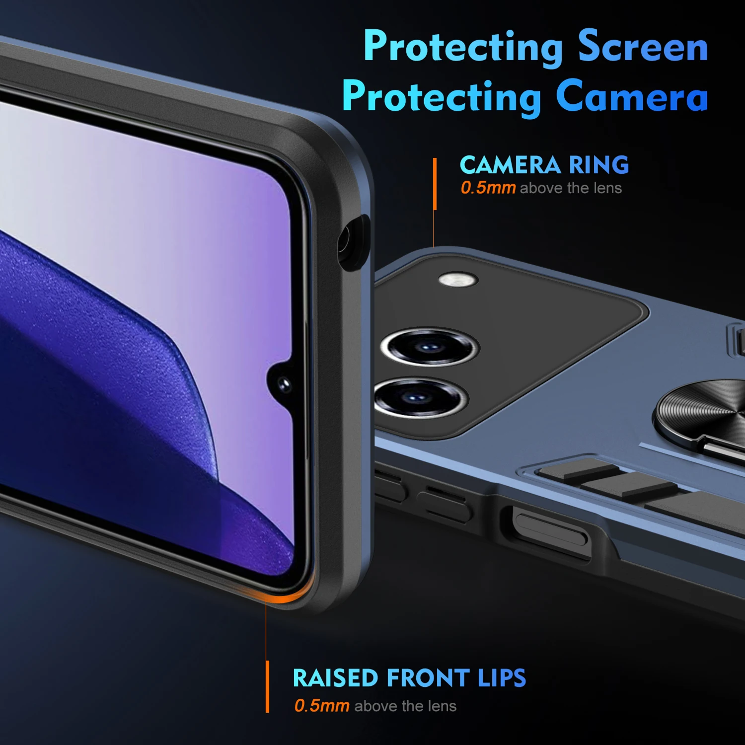 Rugged Armor Shockproof Case with Magnetic Ring Holder