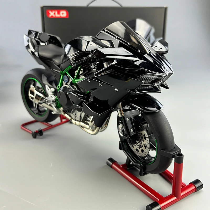 Large 1:6 Kawasaki H2R Spray Alloy Diecast Motorcycle Toy Bootable Dynamic Metal Model Sound Light Birthday Gift Hobby Collect O 3