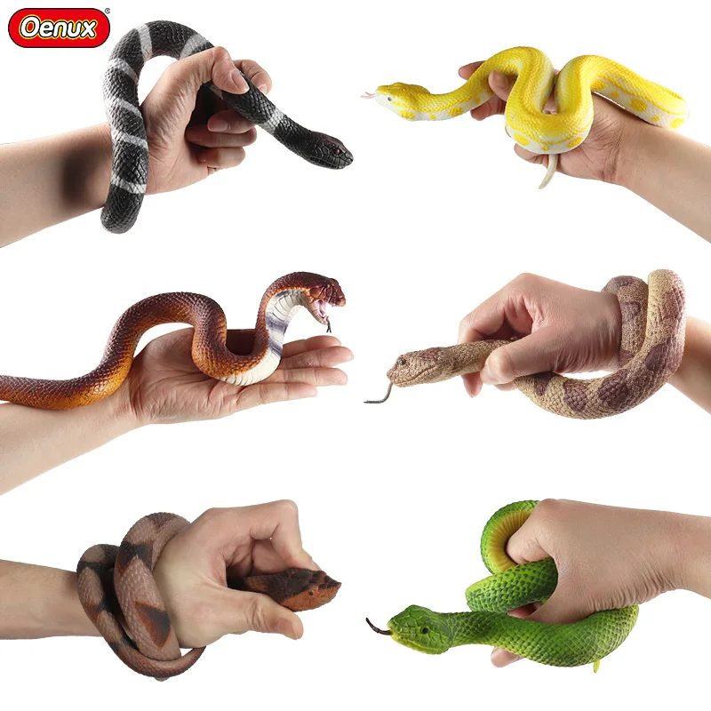 

Oenux Simulation Wild Forest Animals Figurines Snake Cobra Python Model Action Figures Soft TPR Safety Quality Kids Gift Toy