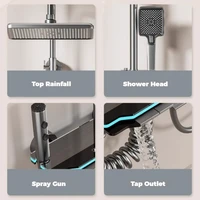 4 Functions Luxury Bathroom Shower Faucet Set  Digital Temperature Display With Light Shower Hot Cold Shower Mixer Taps 2