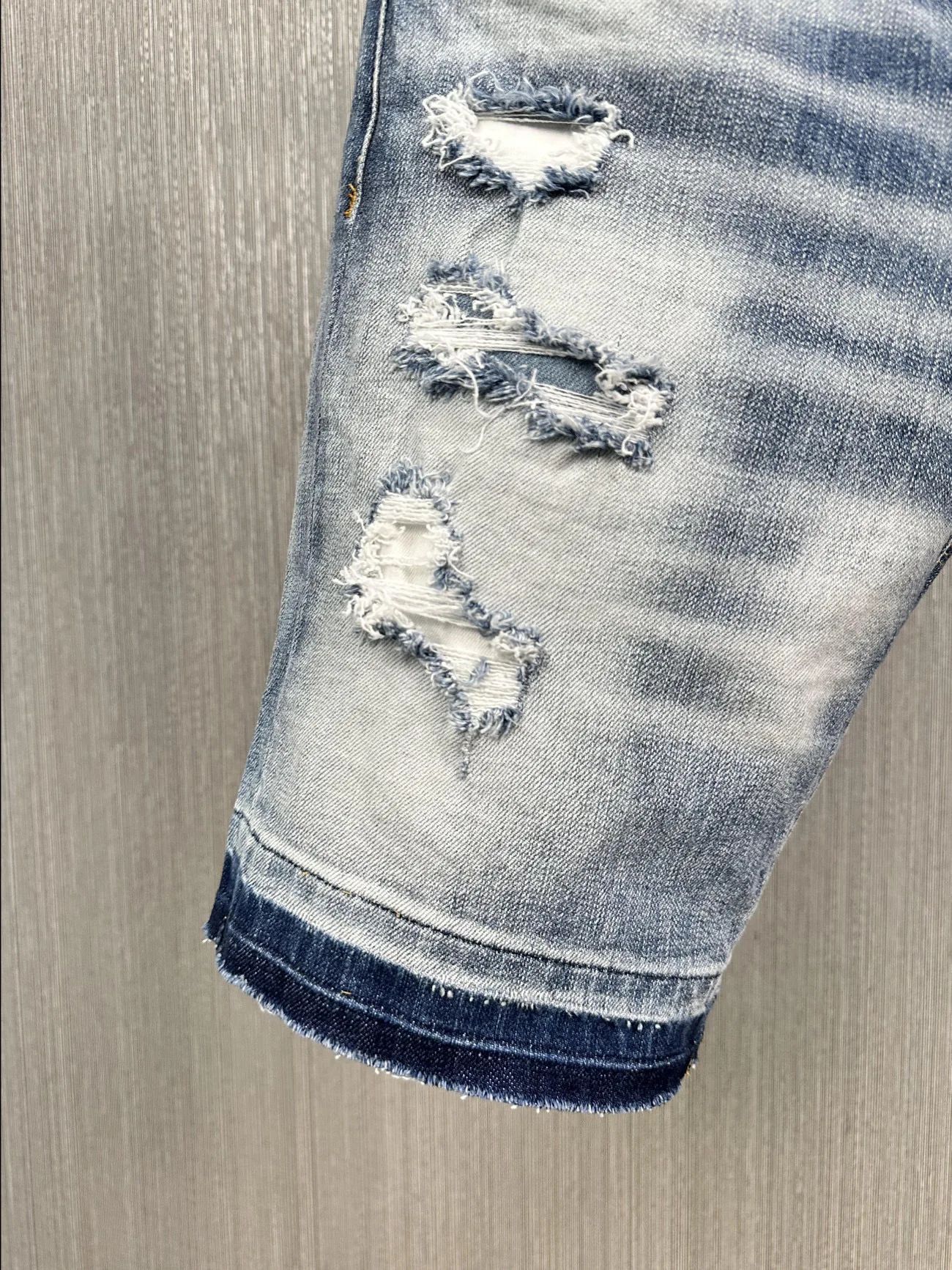 2024 Summer New D2 Jeans Shorts Men's Hole Patch Letter Speckle Printing Slim Fit