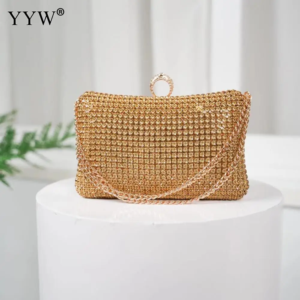 

Luxury S Diamond Gold Evening Bag ClutchPurse Formal Women Crystal Wedding Bridal Clutches Lady Party Dinner Purses Handbags