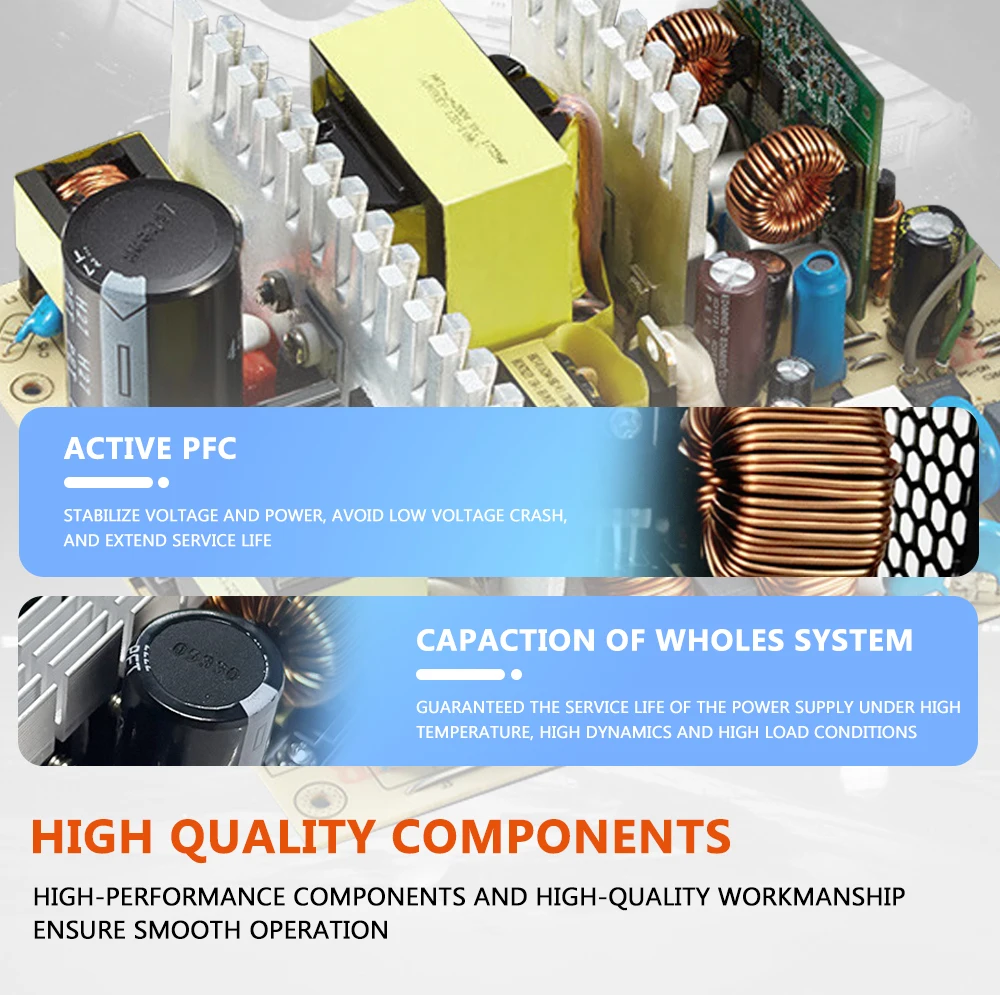 AIBOMAN 파워 서플라이 550W 80PLUS 브론즈 파워 서플라이 게이밍 550와트 80+ 브론즈 화이트 PSU