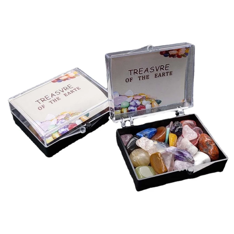 

Dropship Unique Natural Colorful Stone Ore Specimen Mineral Crystal Ore Rock Mixed Color Stone Box Gift for Children