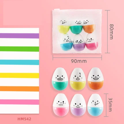 6Pcs/Set AIHAO HM542-6 Cute Mini Highlighter Kawaii Expression Paint Marker Pen School Office Office Stationery Supply Funny 6pcs set deli s119 harry potter discolored highlighter kawaii expression paint marker pen school office office stationery supply