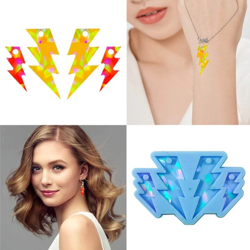 

Lightnings Light Effect Keychain Pendant Mold with Hole Epoxy Casting Jewelry 97QE