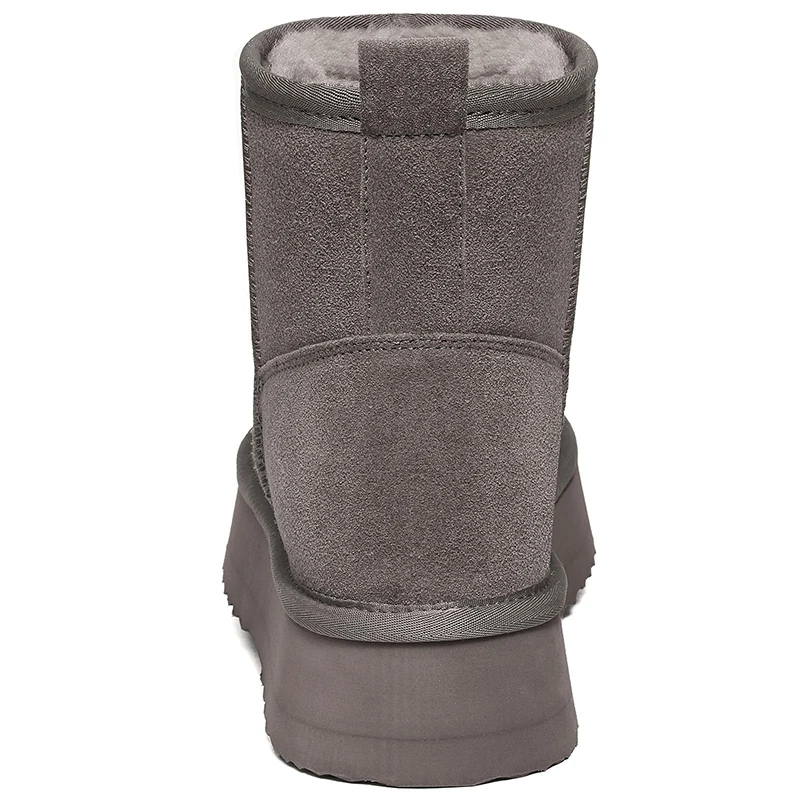 Women Suede Fur Lined Mid Calf Snow Boots